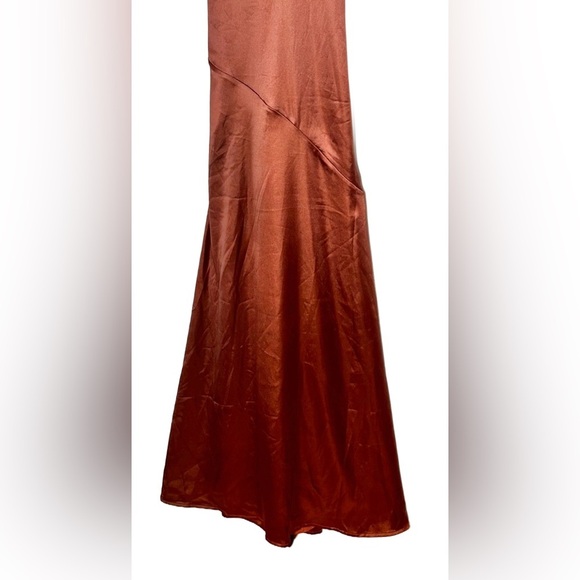 NWT Lulus Purely Elegant Rust Brown Satin Twist-Back Maxi Dress, Size XL - Picture 10 of 16